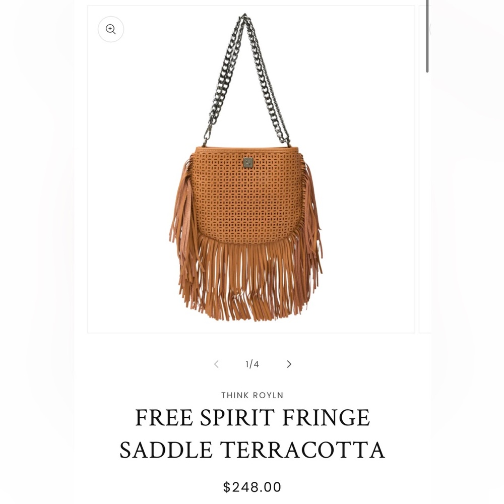 Think Royln Terracotta Fringe Saddle Bag NWT